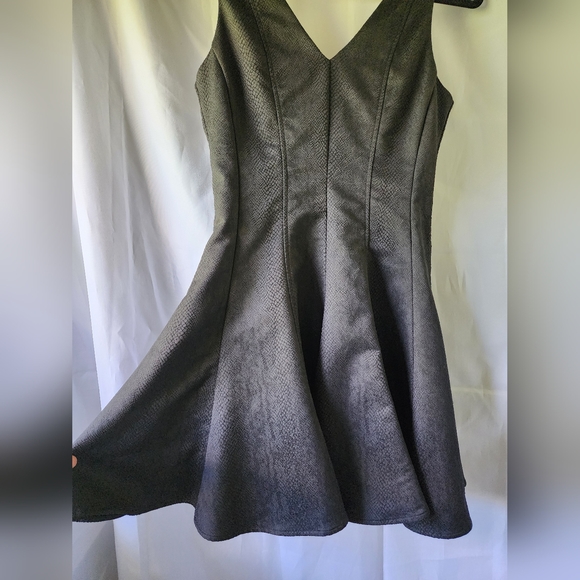Chandi & Lia- Size Small- Black Fit and Flare Faux Snakeskin Dress - Picture 3 of 8